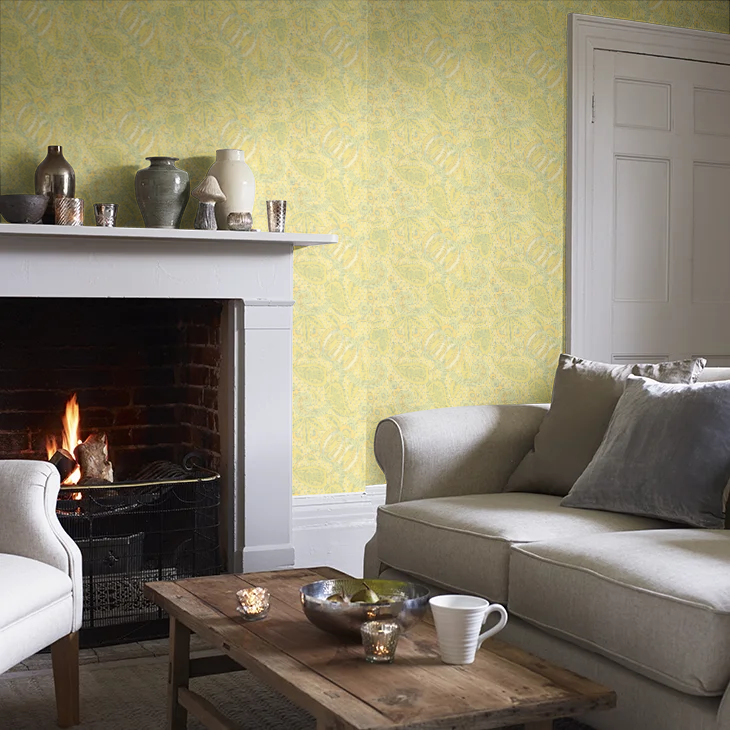 0245POCITRO - Pomegranate Wallpaper - Citron - Little Greene
