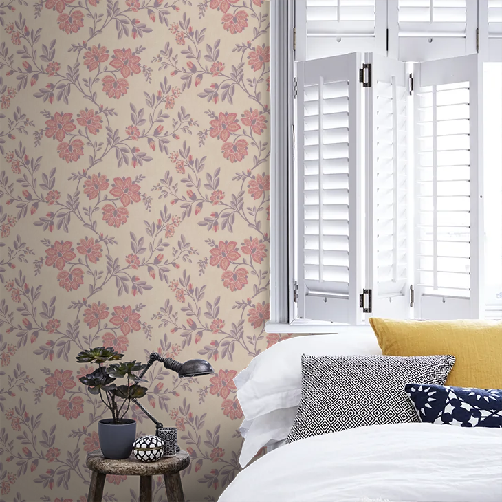 0247STBERRY - Stitch Wallpaper - Berry - Little Greene