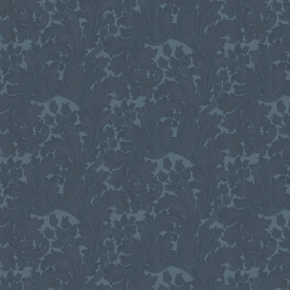 0260TUBLUEZ - Tulip Wallpaper - Blue Black - Little Greene