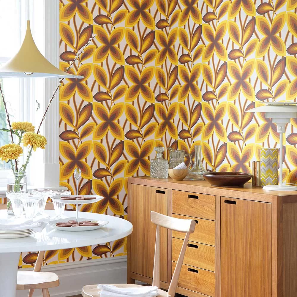 0280STORIGI - Starflower Wallpaper - Mustard Yellow - Little Greene