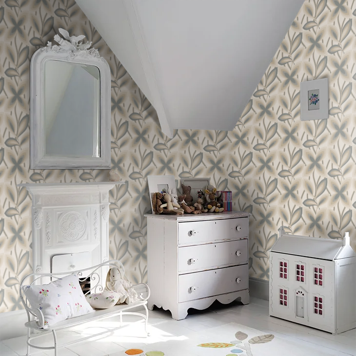 0280STPLATI - Starflower Wallpaper - Platinum - Little Greene