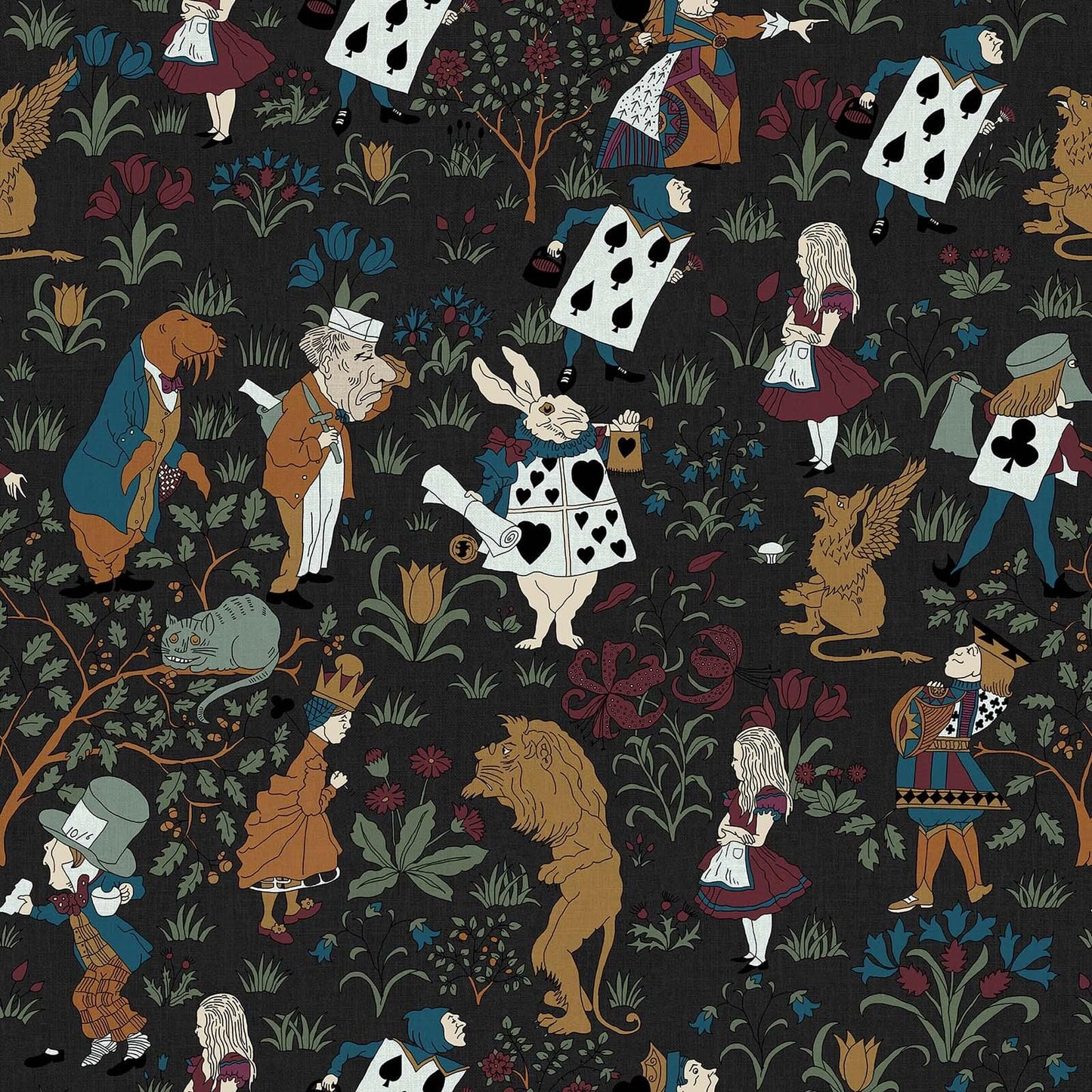 1-WA-ALI-DI-NOI-XXX - Alice In Wonderland Wallpaper - Noir - House of Hackney
