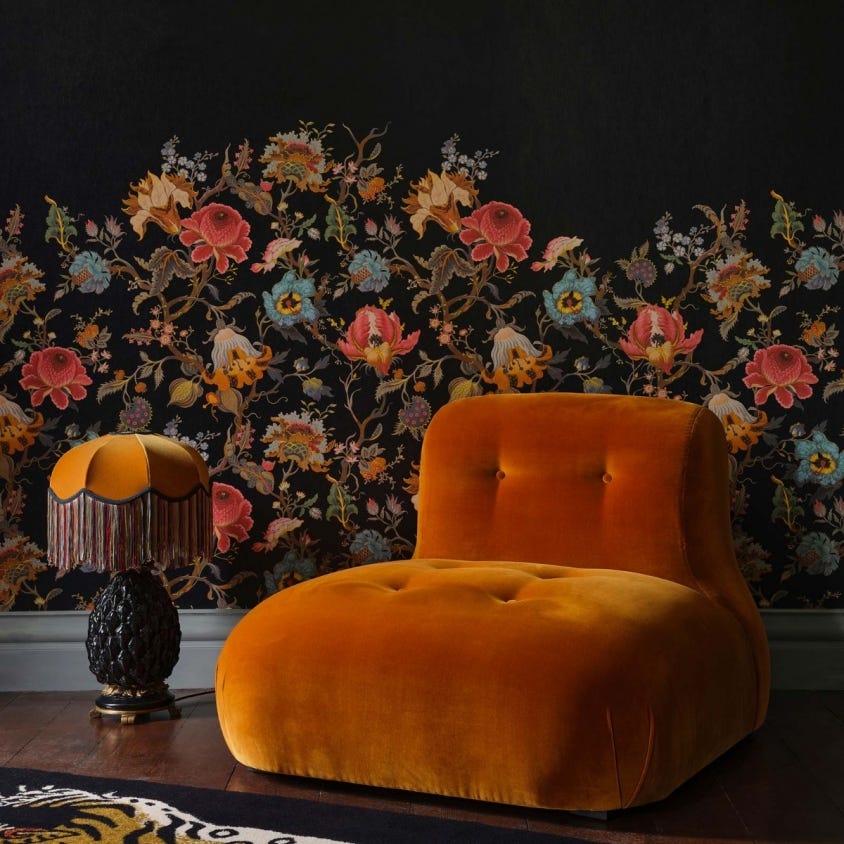 1-WA-ART-DI-BLK-PBL - Artemis Climbing Walls Wallpaper - Black - House of Hackney