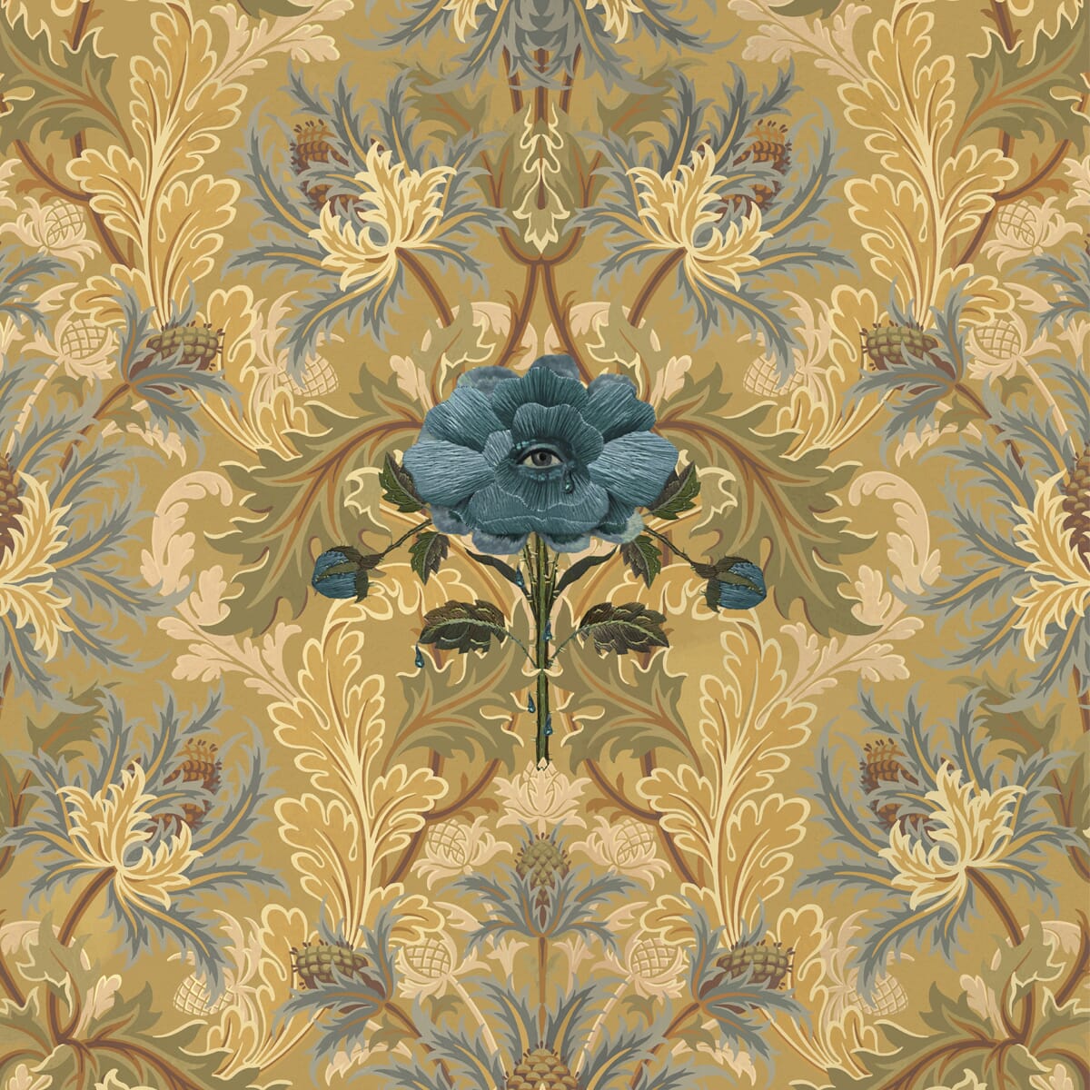1-WA-BRW-DI-AUO-XXX - The Blue Rose Weeping Wallpaper - Aurelian - House of Hackney