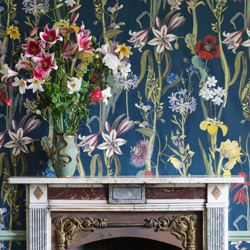 1-WA-DEL-DI-MID-XXX - Flora Delanica Wallpaper - Midnight - House of Hackney