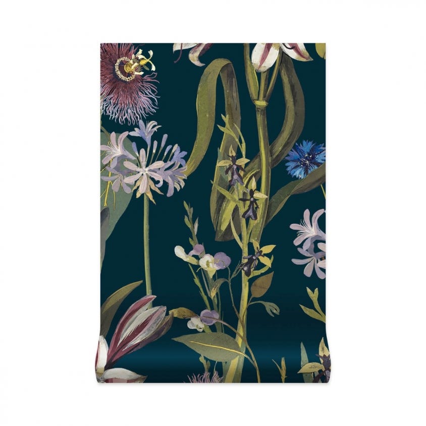 1-WA-DEL-DI-MID-XXX - Flora Delanica Wallpaper - Midnight - House of Hackney