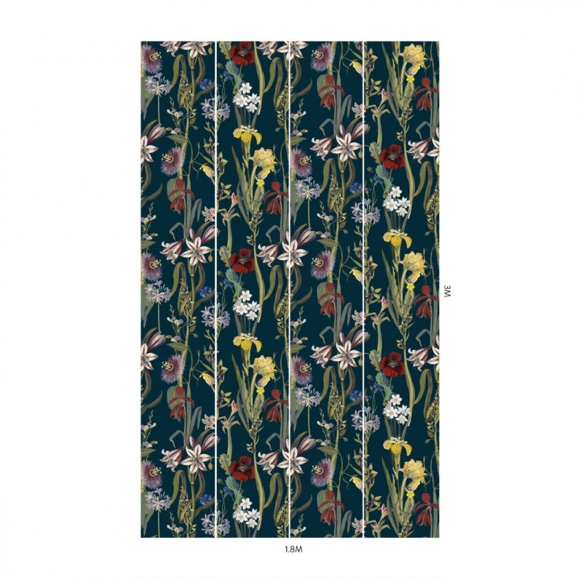 1-WA-DEL-DI-MID-XXX - Flora Delanica Wallpaper - Midnight - House of Hackney