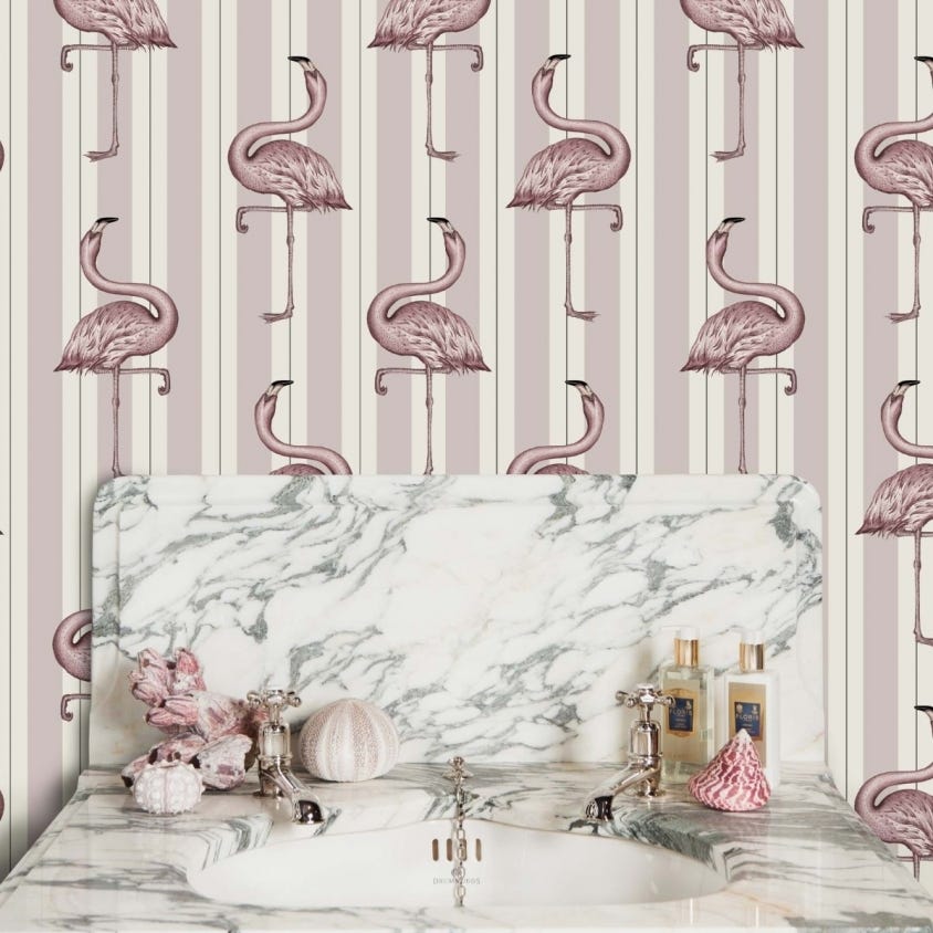 1-WA-FLA-DI-MPK-XXX - Flamboyance Wallpaper - Off-White & Macaroon-Pink - House of Hackney