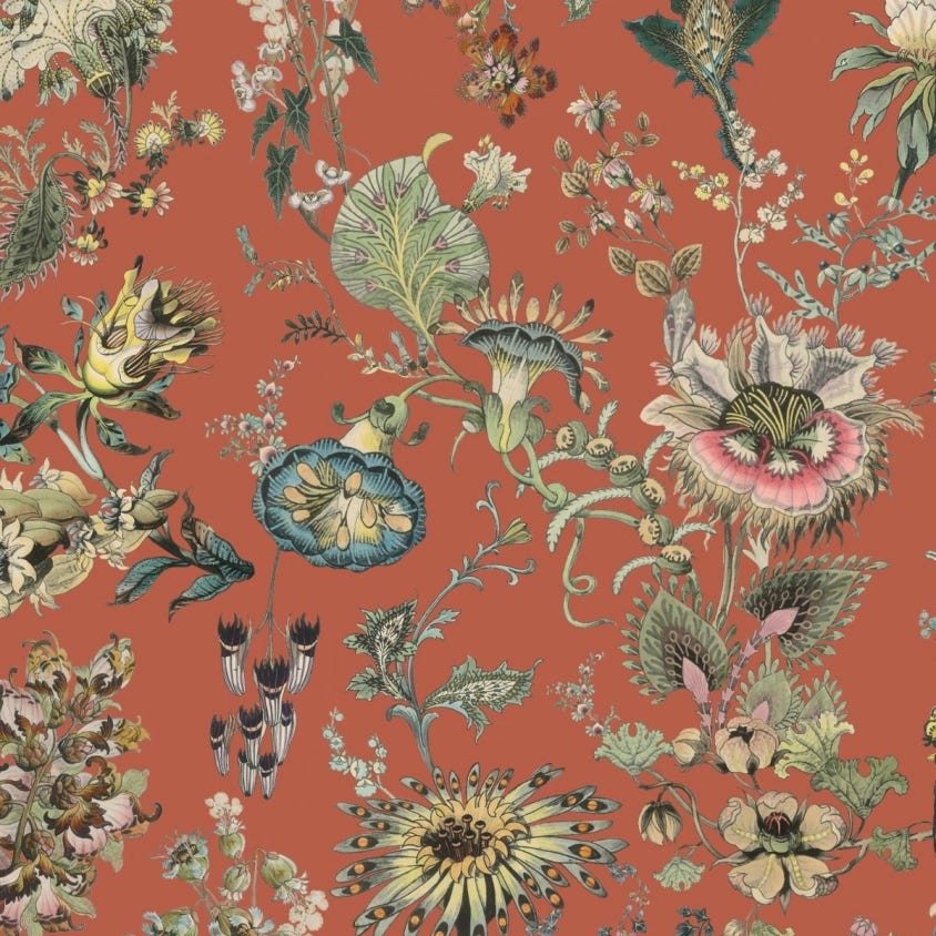 1-WA-FLF-DI-AMB-XXX - Flora Fantasia Wallpaper - Amber - House of Hackney