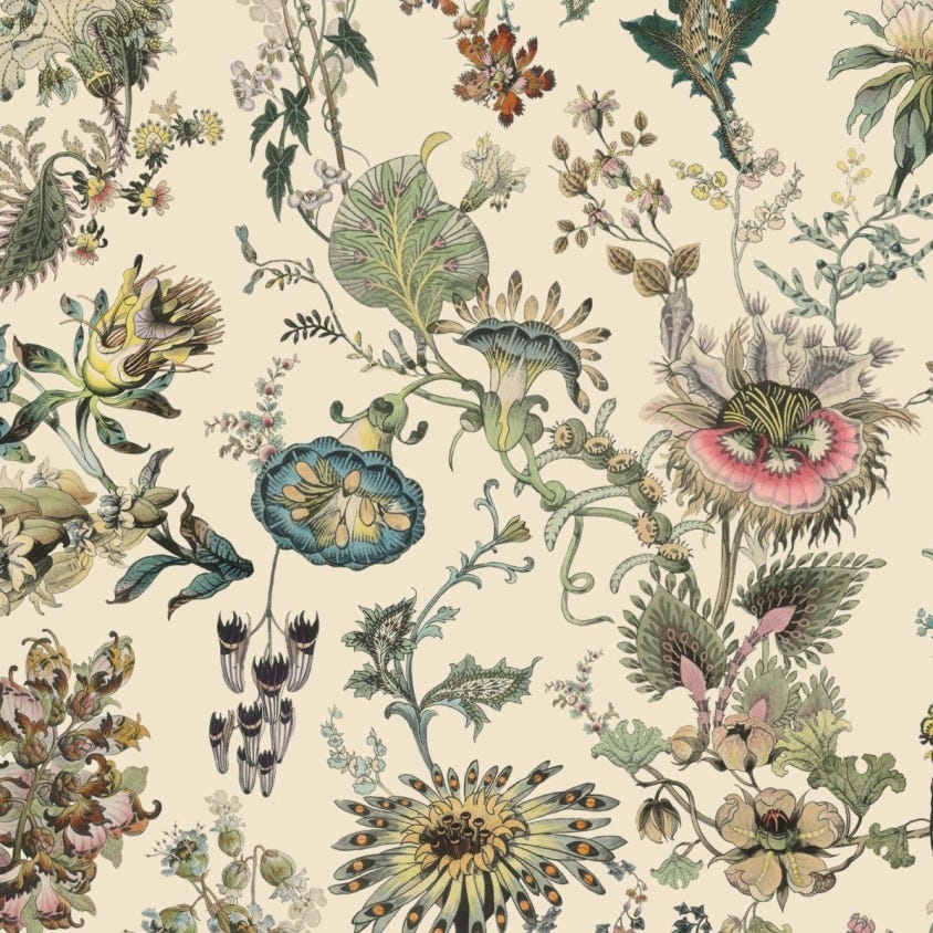 1-WA-FLF-DI-ECR-XXX - Flora Fantasia Wallpaper - Ecru - House of Hackney