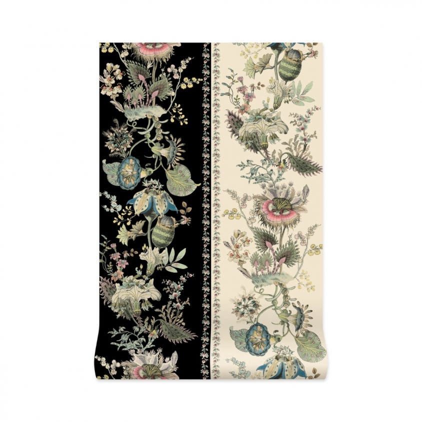 1-WA-FLF-DI-STR-XXX-004 - Flora Fantasia Stripe Wallpaper - Noir - House of Hackney