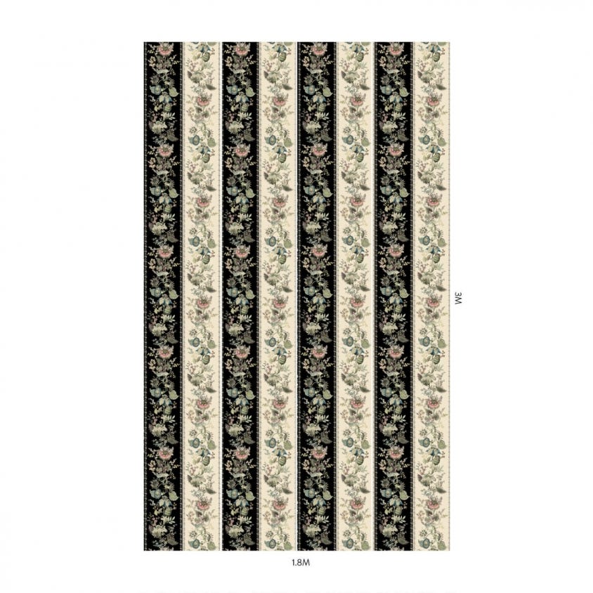 1-WA-FLF-DI-STR-XXX-004 - Flora Fantasia Stripe Wallpaper - Noir - House of Hackney