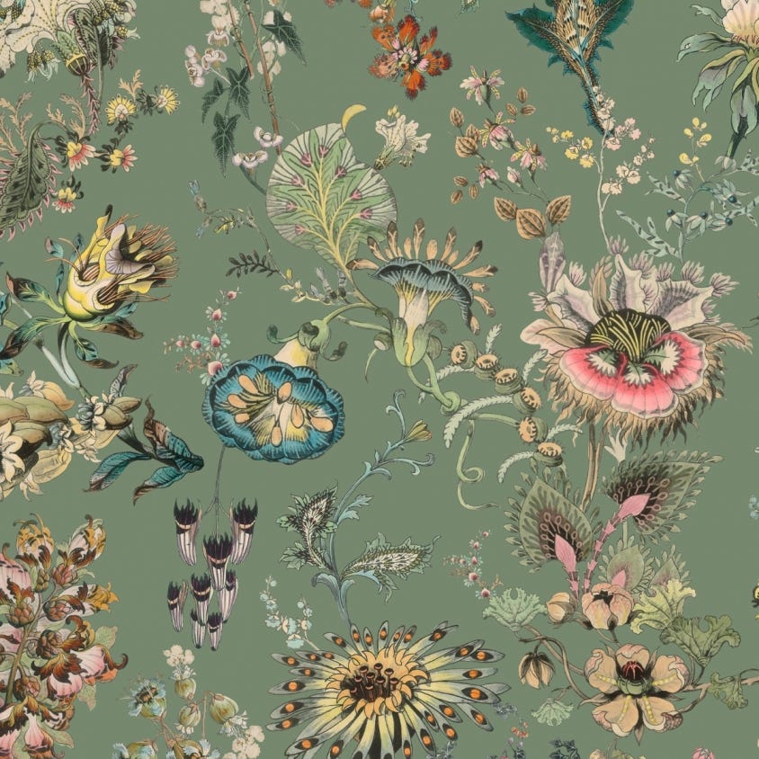 1-WA-FLF-DI-VER-XXX - Flora Fantasia Wallpaper - Verdigris - House of Hackney