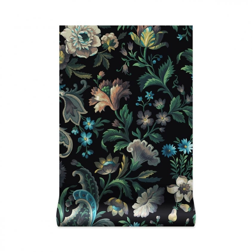 1-WA-FLO-DI-ONX-XXX - Florika Wallpaper - Onyx - House of Hackney