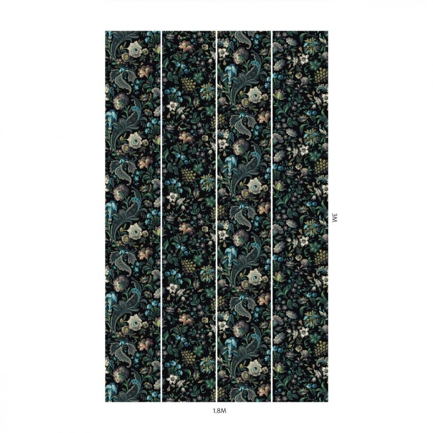 1-WA-FLO-DI-ONX-XXX - Florika Wallpaper - Onyx - House of Hackney