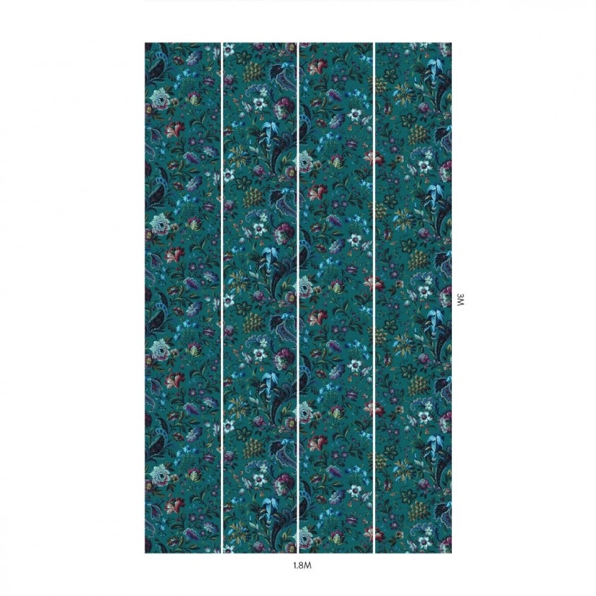 1-WA-FLO-DI-PET-XXX - Florika Wallpaper - Petrol - House of Hackney