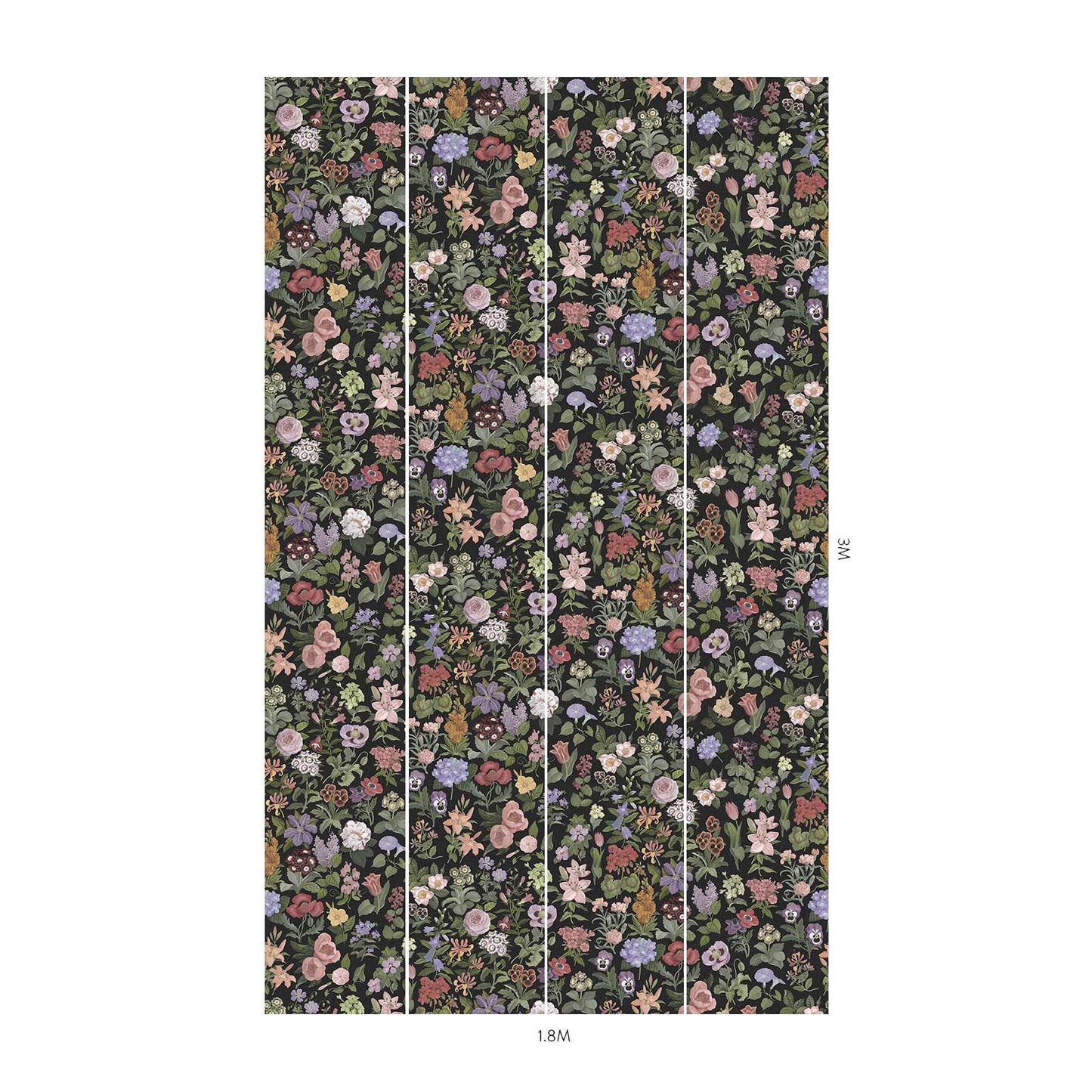 1-WA-FRA-DI-NOI-XXX - Floralia Wallpaper - Noir - House of Hackney
