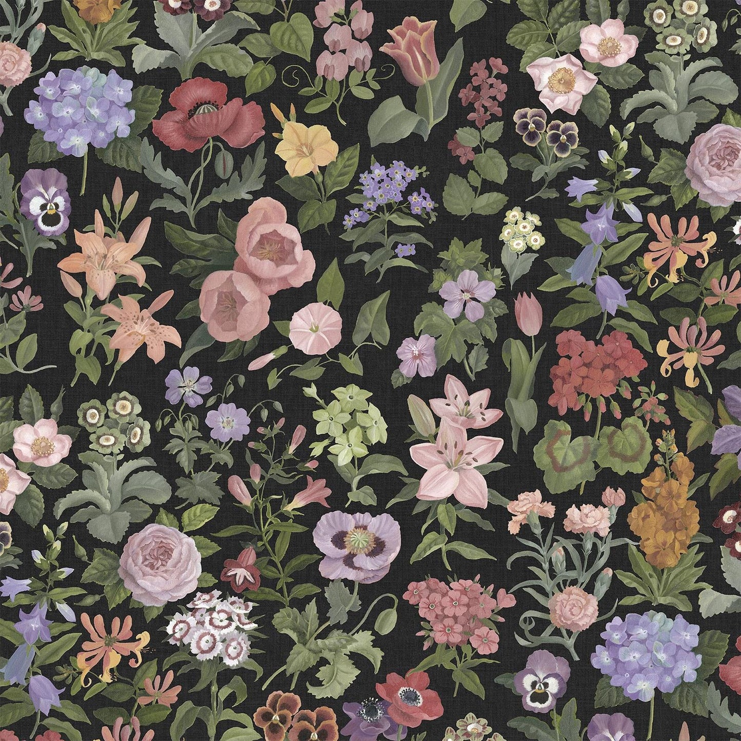 1-WA-FRA-DI-NOI-XXX - Floralia Wallpaper - Noir - House of Hackney