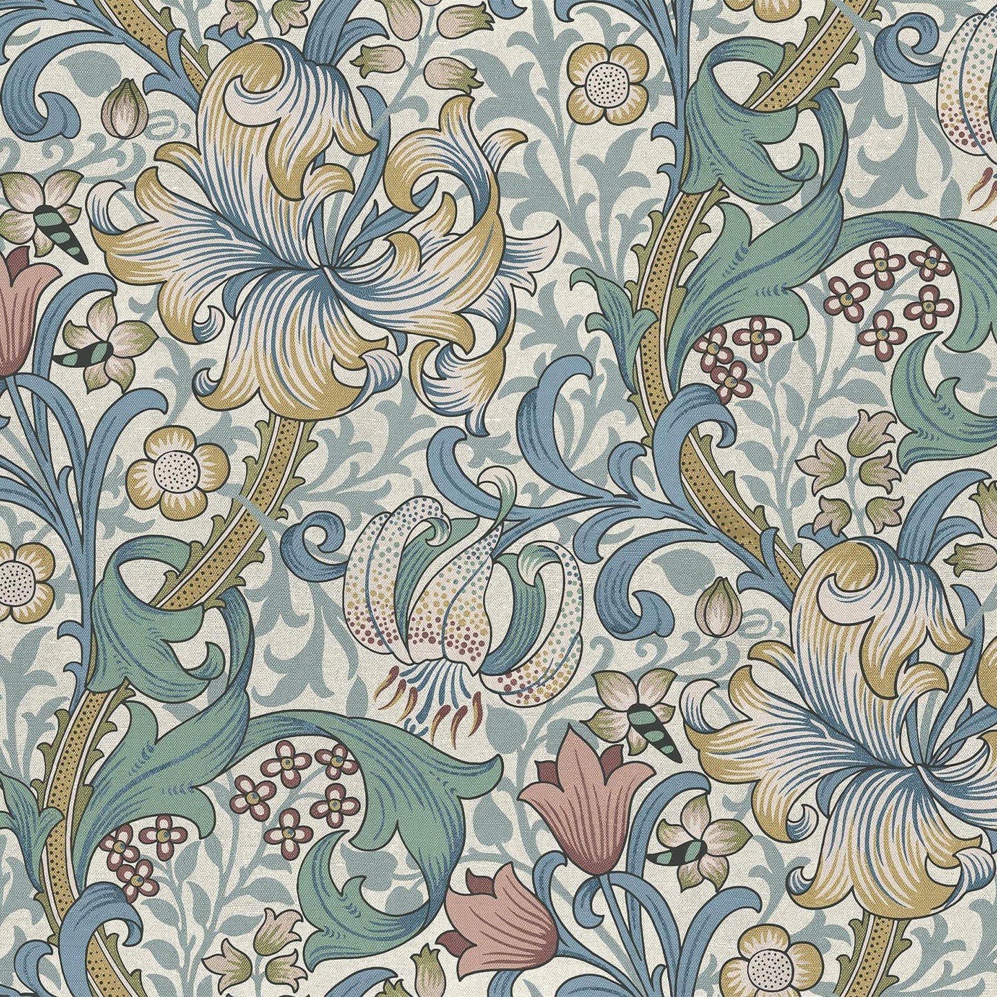 1-WA-GOL-DI-MOO-XXX - Golden Lily Wallpaper - Moonstone - House of Hackney
