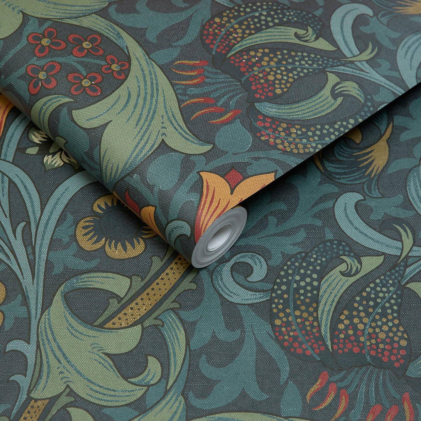1-WA-GOL-DI-NVY-XXX - Golden Lily Wallpaper - Midnight - House of Hackney