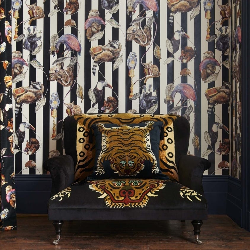 1-WA-HAC-DI-MID-STR - Hackney Empire Stripe Wallpaper - Midnight - House of Hackney