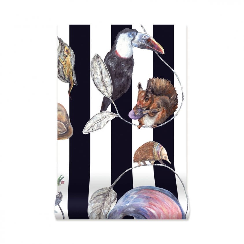 1-WA-HAC-DI-MID-STR - Hackney Empire Stripe Wallpaper - Midnight - House of Hackney