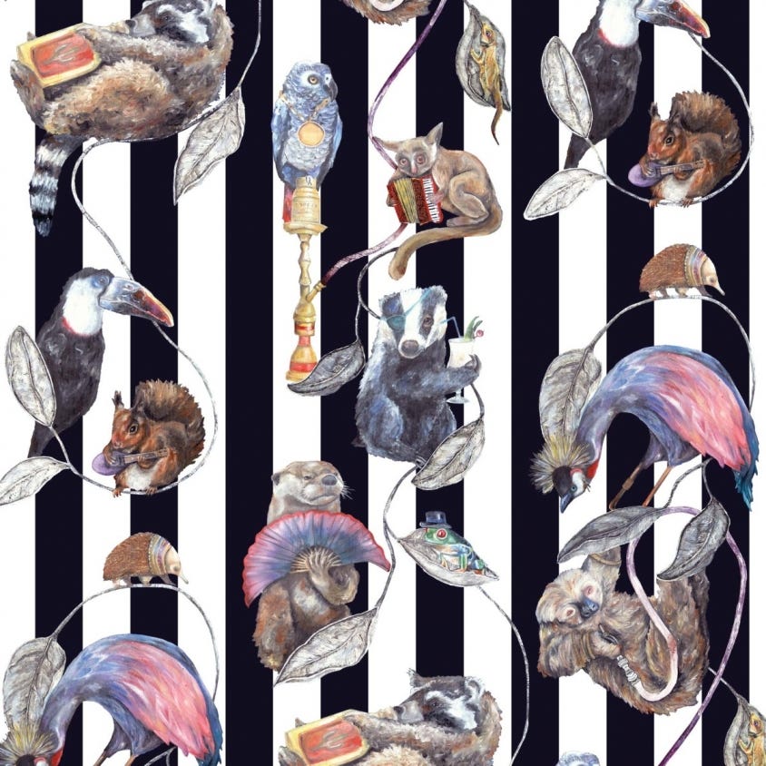 1-WA-HAC-DI-MID-STR - Hackney Empire Stripe Wallpaper - Midnight - House of Hackney
