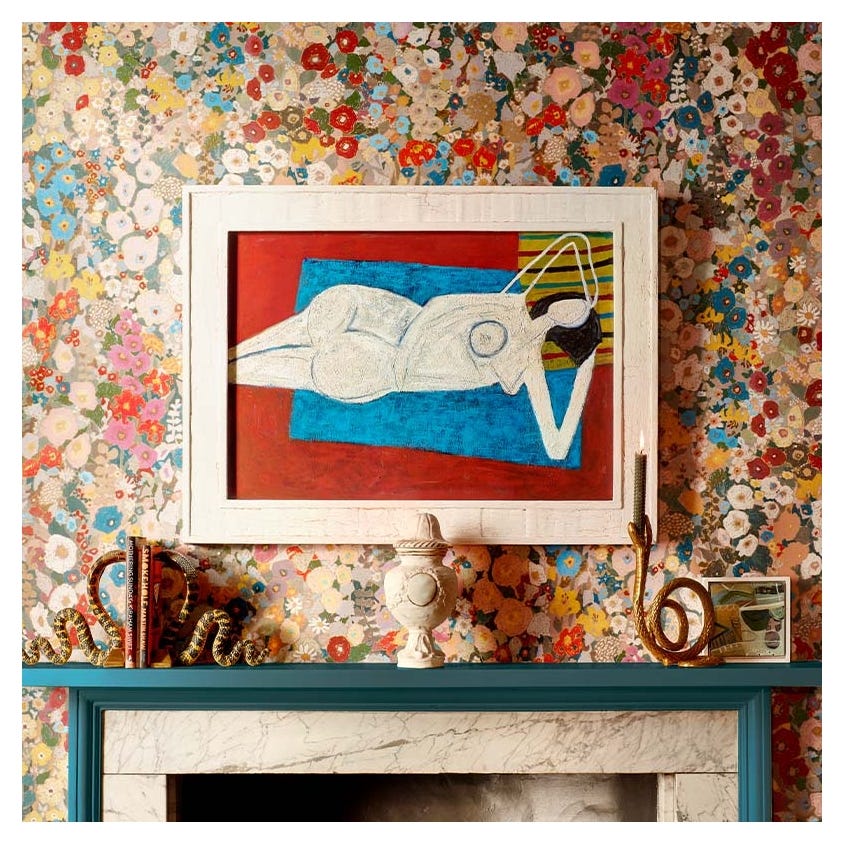 1-WA-HOL-DI-AUT-XXX - Hollyhocks Wallpaper - Autumn - House of Hackney