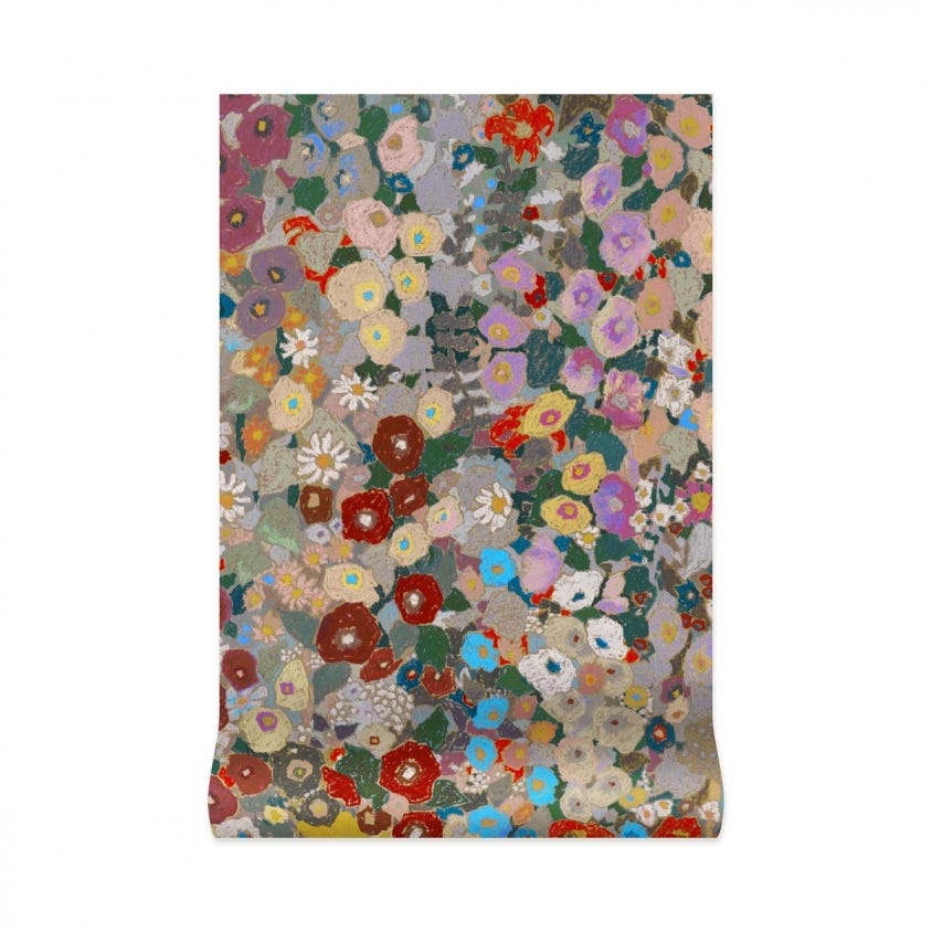 1-WA-HOL-DI-AUT-XXX - Hollyhocks Wallpaper - Autumn - House of Hackney