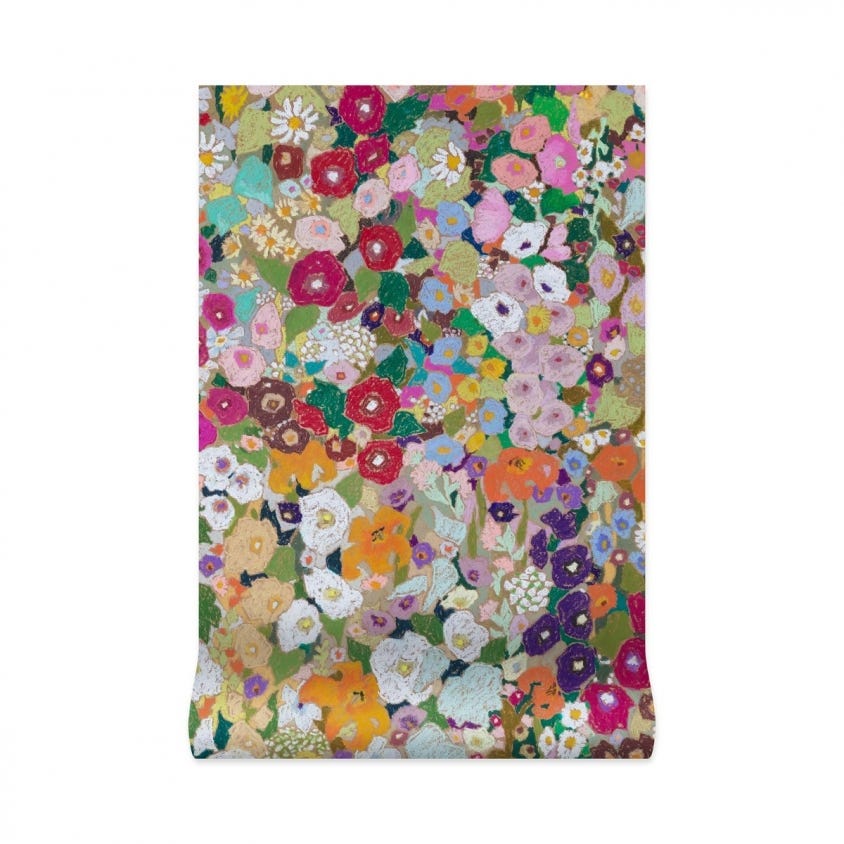 1-WA-HOL-DI-SPR-XXX - Hollyhocks Wallpaper - Spring - House of Hackney