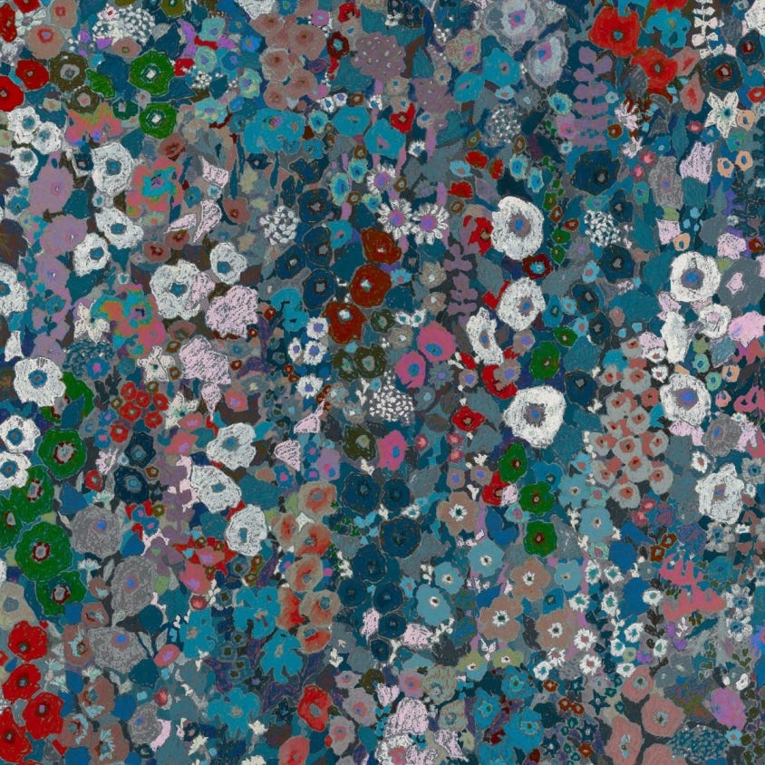 1-WA-HOL-DI-WIT-XXX - Hollyhocks Wallpaper - Winter - House of Hackney