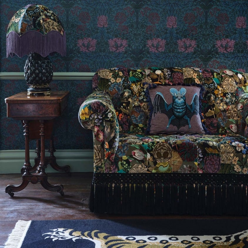 1-WA-HON-DI-PET-XXX - Honeysuckle Wallpaper - Petrol - House of Hackney