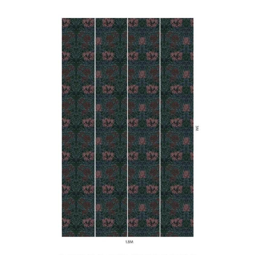 1-WA-HON-DI-PET-XXX - Honeysuckle Wallpaper - Petrol - House of Hackney