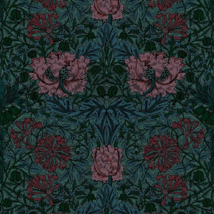 1-WA-HON-DI-PET-XXX - Honeysuckle Wallpaper - Petrol - House of Hackney