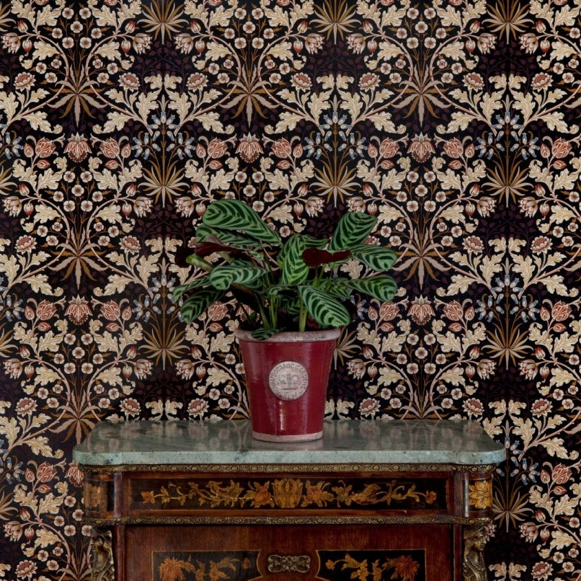 1-WA-HYA-DI-BLK-XXX - Hyacinth Wallpaper - Black - House of Hackney