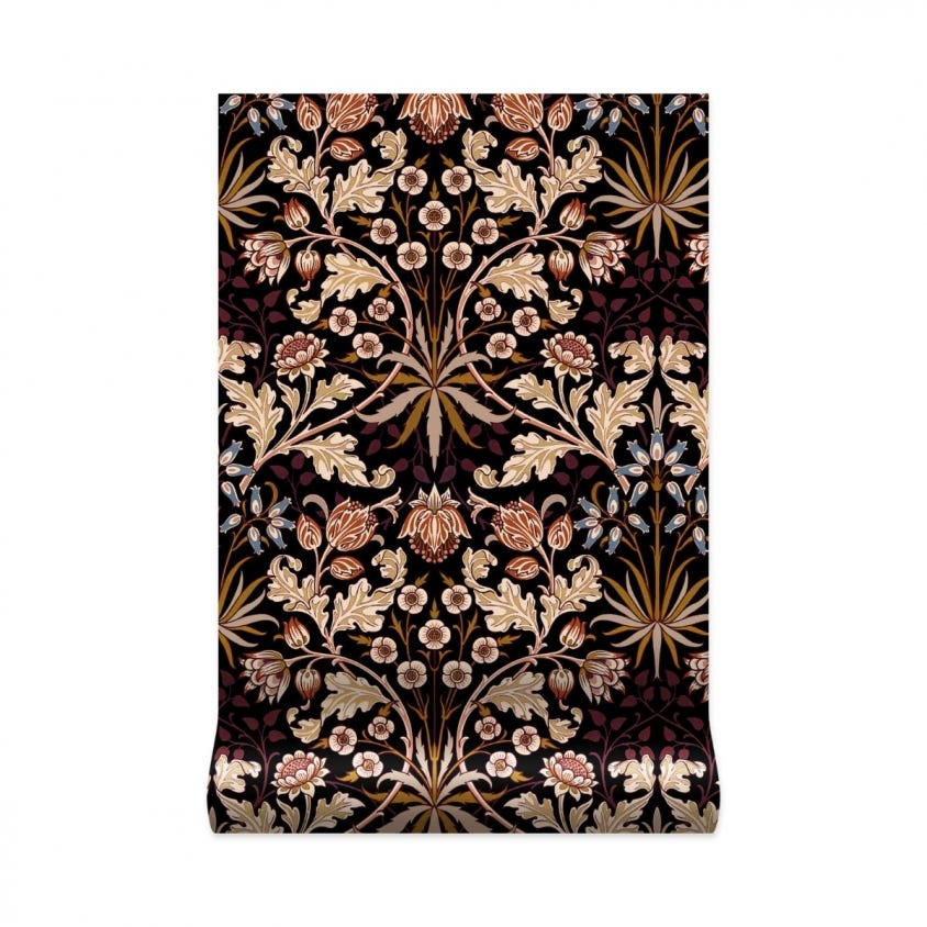 1-WA-HYA-DI-BLK-XXX - Hyacinth Wallpaper - Black - House of Hackney