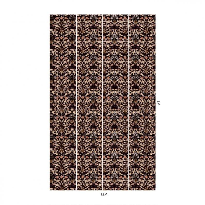 1-WA-HYA-DI-BLK-XXX - Hyacinth Wallpaper - Black - House of Hackney