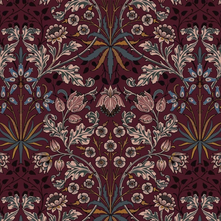 1-WA-HYA-DI-MUL-XXX - Hyacinth Wallpaper - Mulberry - House of Hackney