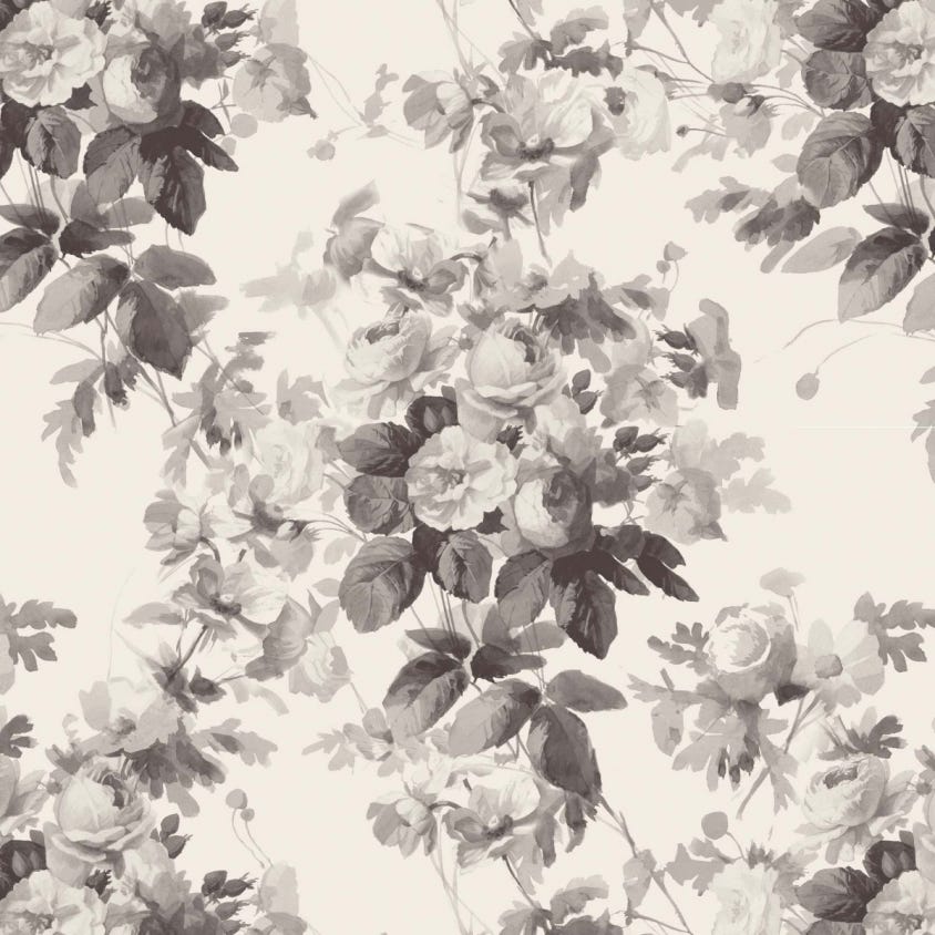 1-WA-LON-TR-GRY-XXX-001 - London Rose Wallpaper - Smoke Grey - House of Hackney