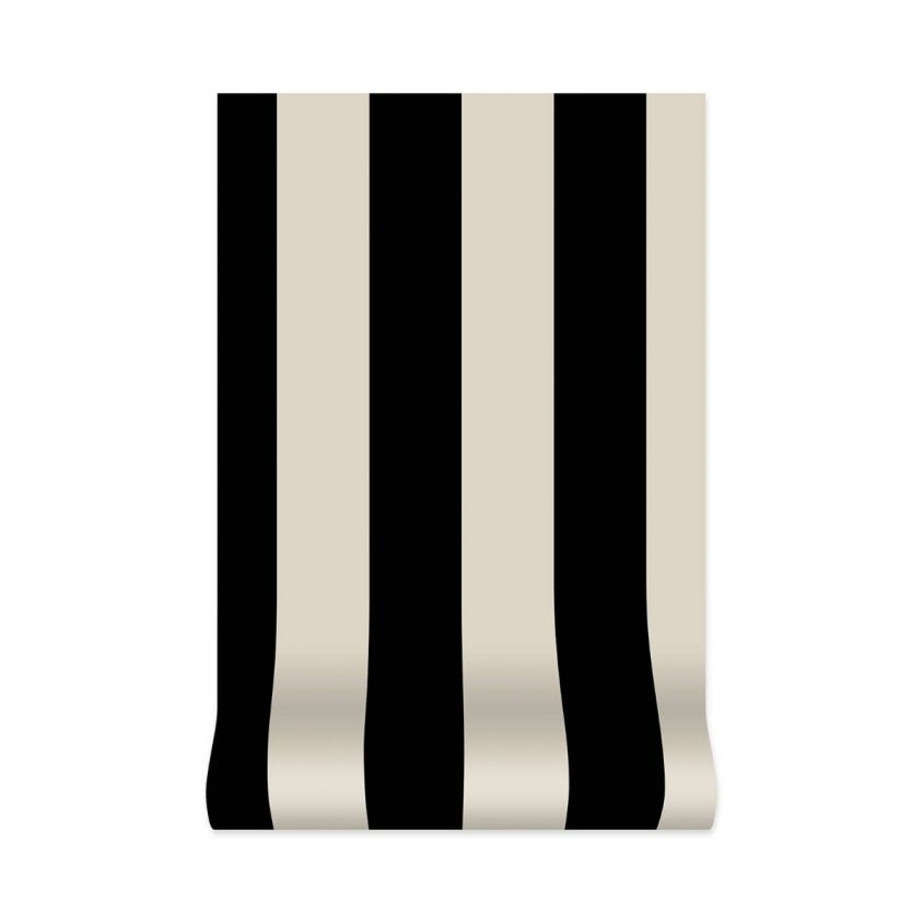 1-WA-MON-DI-BLK-STR - Mono Stripe Wallpaper - Off-Black / Oyster - House of Hackney