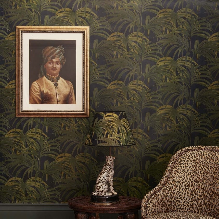1-WA-PAL-DI-M&G-XXX - Palmeral Wallpaper - Midnight / Green - House of Hackney
