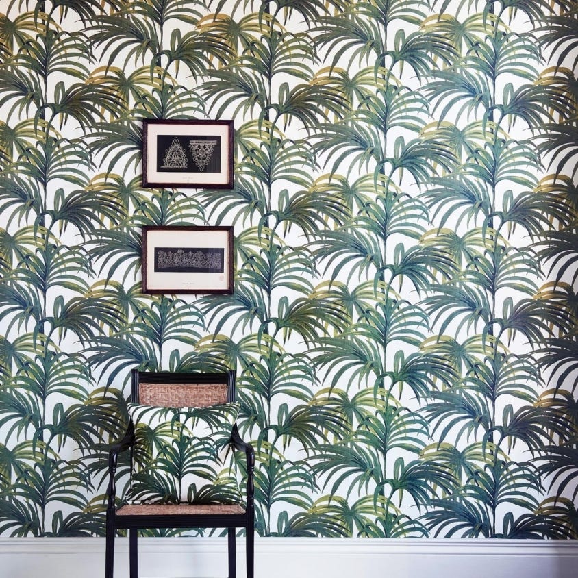 1-WA-PAL-DI-W&G-XXX - Palmeral Wallpaper - Off-White / Green - House of Hackney