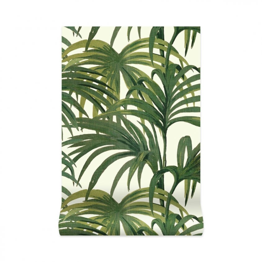 1-WA-PAL-DI-W&G-XXX - Palmeral Wallpaper - Off-White / Green - House of Hackney