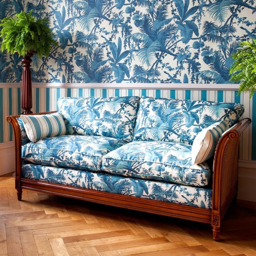 1-WA-PAM-DI-W&C-XXX - Pampas Wallpaper - Off-White & Cerulean - House of Hackney