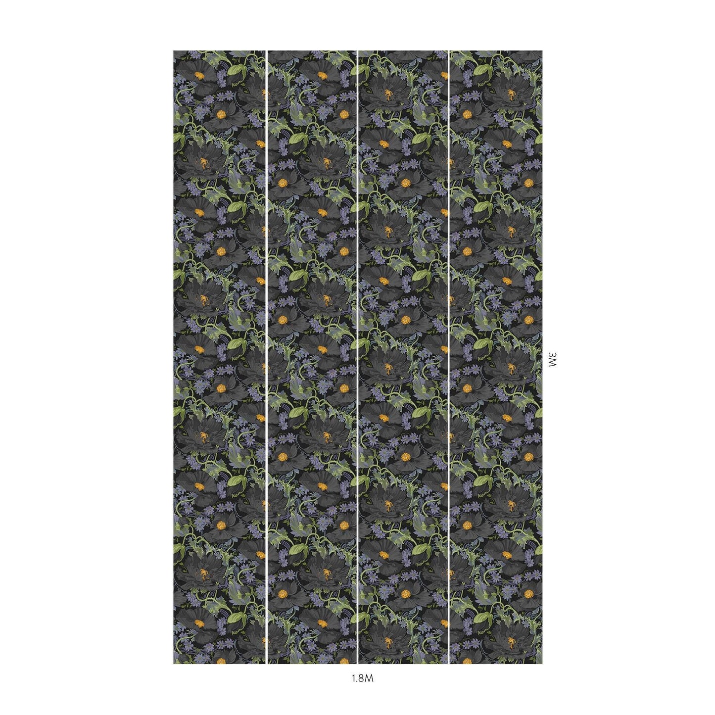 1-WA-PAV-DI-NOI-XXX - Papavera Wallpaper - Noir - House of Hackney
