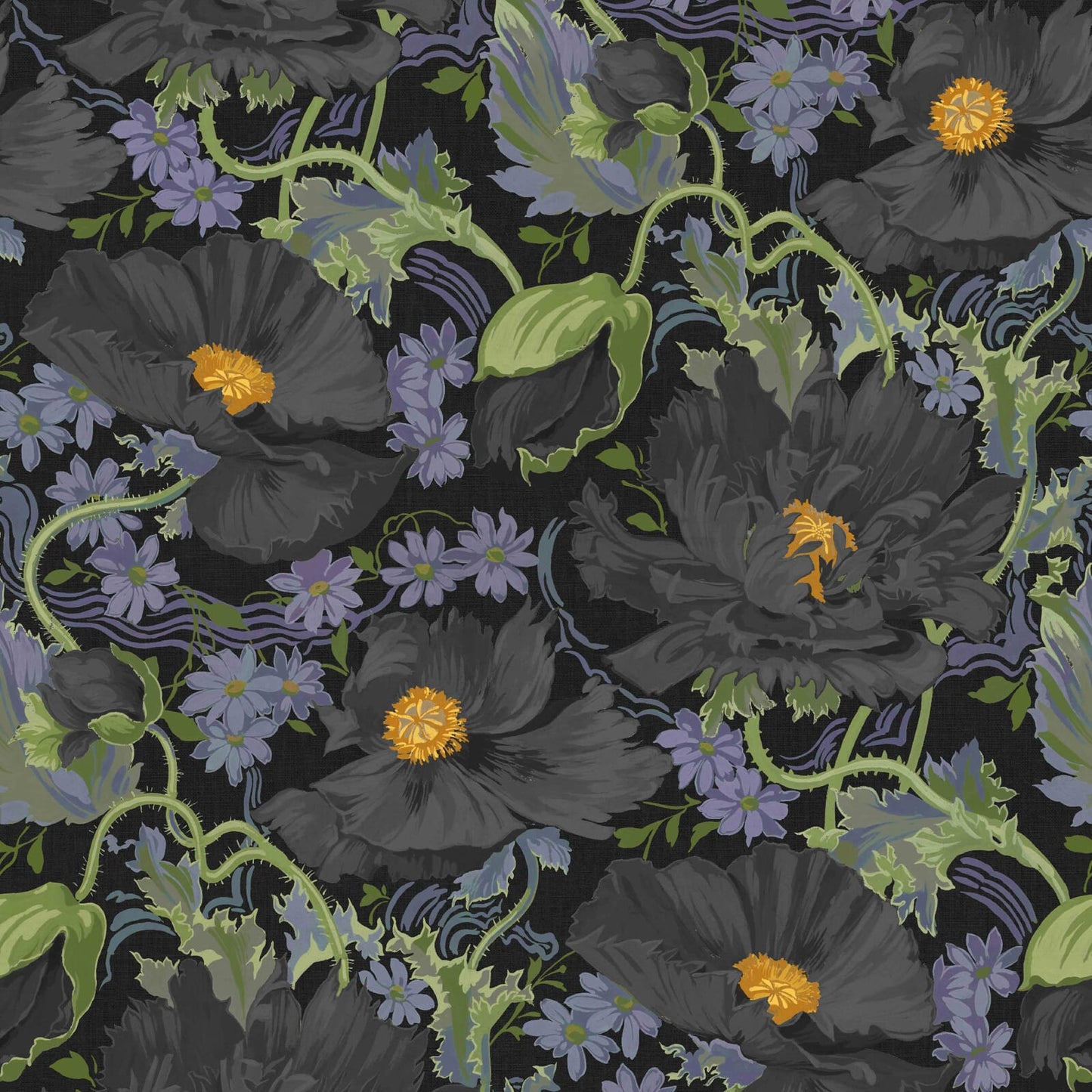 1-WA-PAV-DI-NOI-XXX - Papavera Wallpaper - Noir - House of Hackney