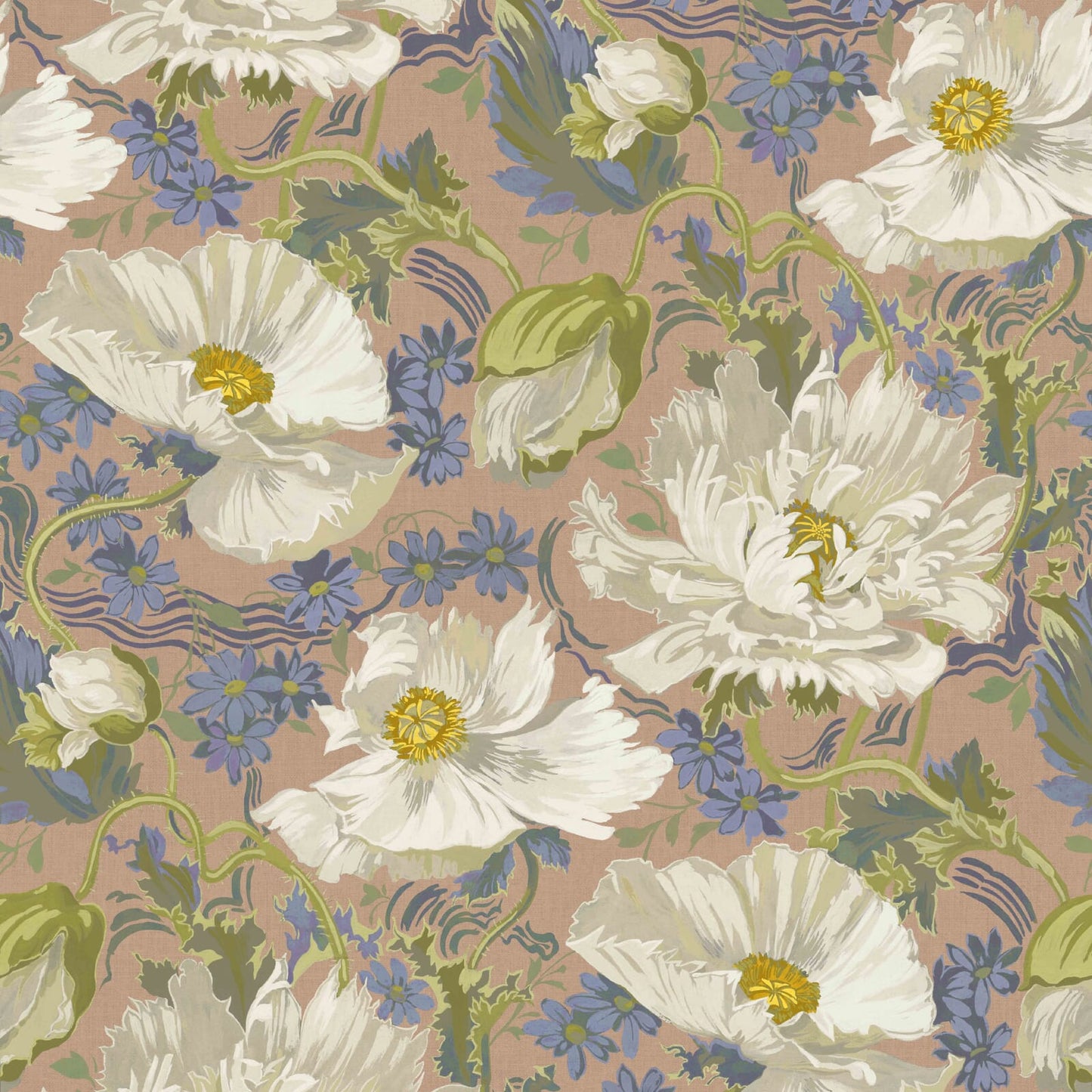 1-WA-PAV-DI-TOU-XXX - Papavera Wallpaper - Tourmaline - House of Hackney