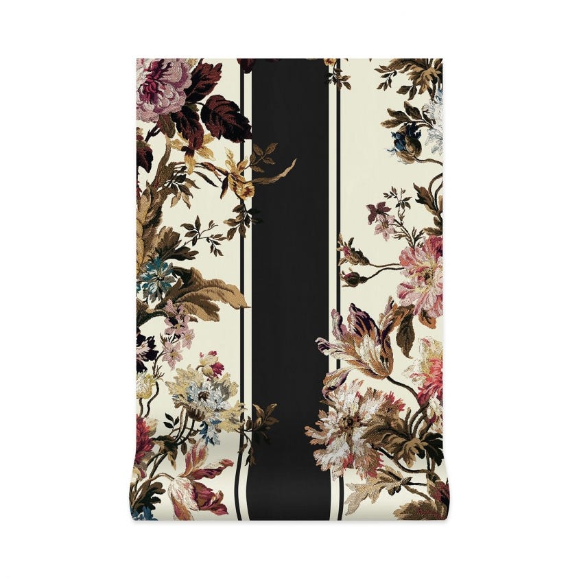 1-WA-ROG-DI-NOI-XXX - Rosetta Garland Wallpaper - Noir - House of Hackney