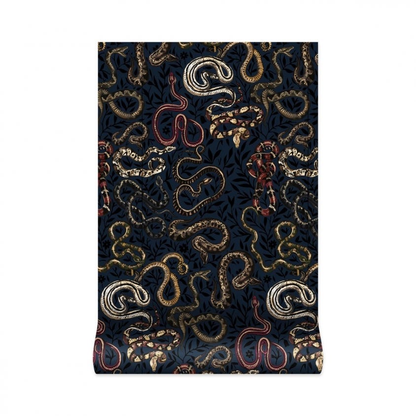 1-WA-SER-DI-BLK-XXX - Snakes And Adders Wallpaper - Black - House of Hackney