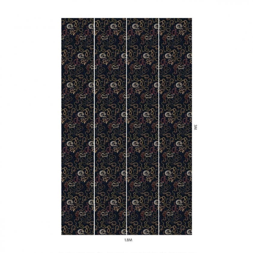 1-WA-SER-DI-BLK-XXX - Snakes And Adders Wallpaper - Black - House of Hackney